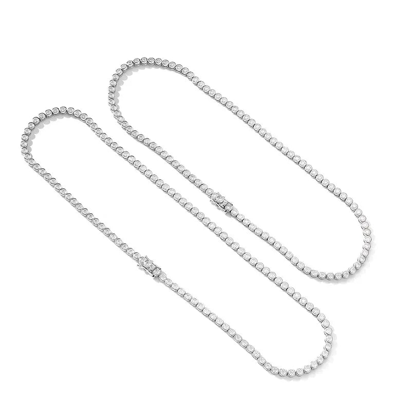 Sparkling Real Bubble 2/3mm D Color Full Moissanite Tennis Necklace for Women S925 Silver All Diamond Neck Chain Necklaces