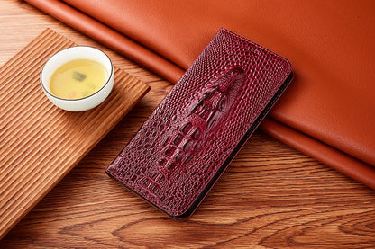 Crocodile Genuine Leather Magnetic Flip Case For iPhone 16 16e 15 14 11 12 13 Pro X XS Max Plus Mini SE 2025 All-inclusive Cover