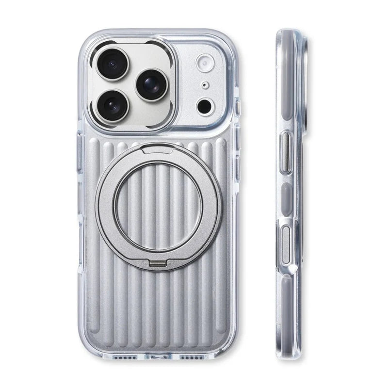 360° Rotating Magnetic Bracket Corrugated Phone Case For iPhone 17Pro 16 17 Pro Max For Magsafe Shockproof Stand Holder Cover