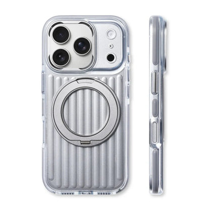 360° Rotating Magnetic Bracket Corrugated Phone Case For iPhone 17Pro 16 17 Pro Max For Magsafe Shockproof Stand Holder Cover