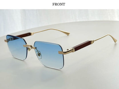Rimless Sunglass Men Vintage 2025 Fashion Glasses Square Sunglasses Women Trendy And Fashionable Gafas De Sol Hombre Zonnebril