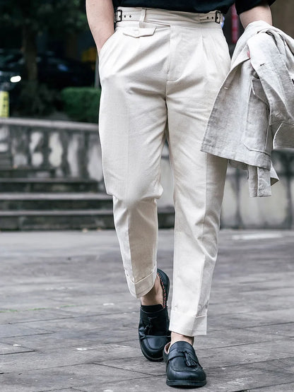 Spring/Summer Cotton Shell Seed Beige Men's Contour Pants American Vintage High Density Cotton Slim Nine Minute