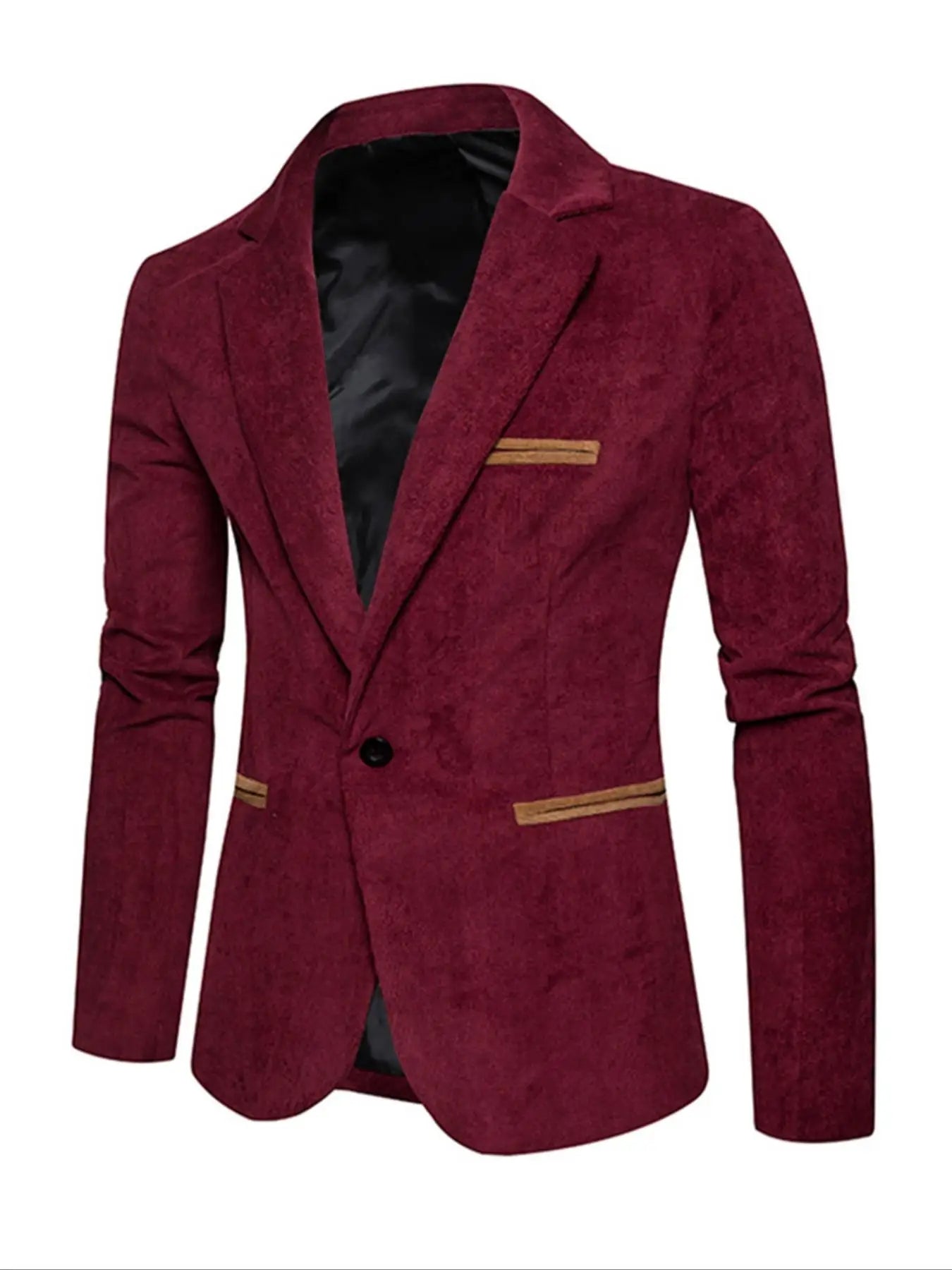 Men's Corduroy Blazer Jacket Medium Thick Business Suit Spring & Fall Season Fitted Design Woven Fabric Style