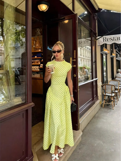 Women New Long Dresses Summer Elegant Upgraded Version Casual Polka Dots Party Dress Graceful Holiday Casual Slim Female Dresses