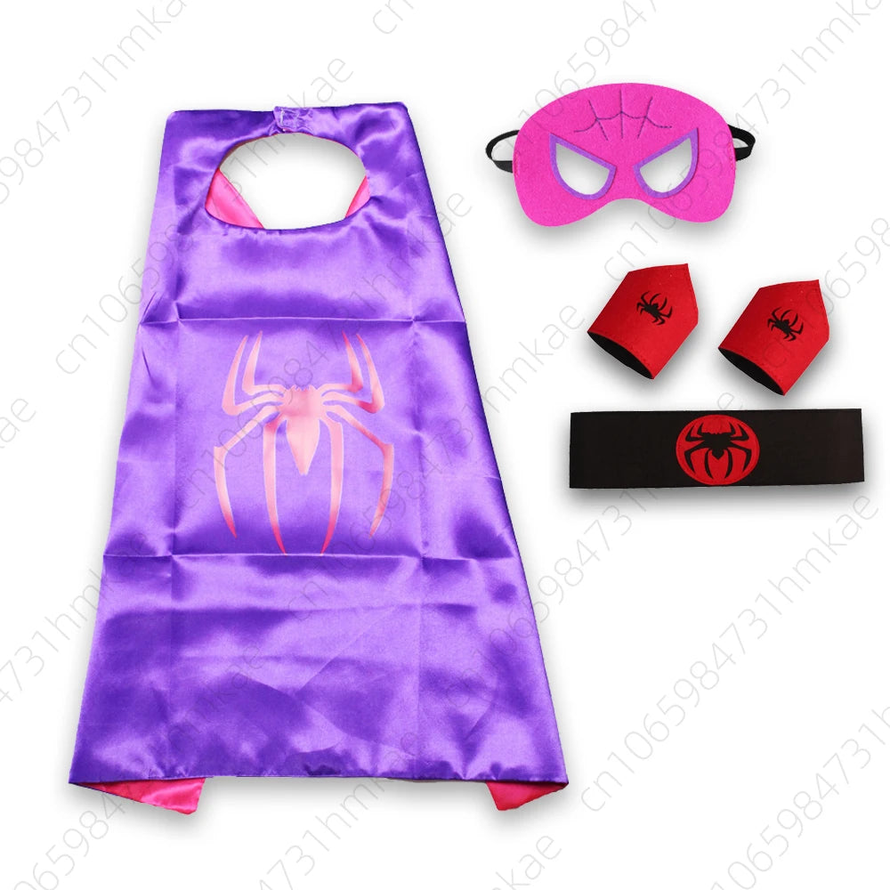 Superhero Halloween Masquerade Mask Cape Cloak Anime Spider Man Batman Cloak Action Figure Toys Cosplay Party Gift