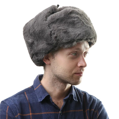 Soviet Badge Ushanka Men Winter Bomber Hats CCCP Pilot Faux Rabbit Fur Earflap Army Trapper Trooper Hat Russia Snow Cap