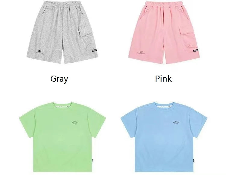 Summer Casual Boys Cotton Loose Alphabet T-shirt Tops+Short Pants Set School Kids Tracksuit Children 2-Piece Outfit Suit 2-14Yrs