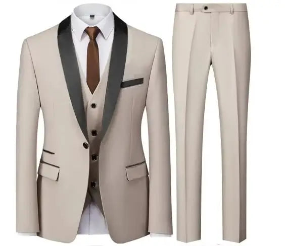 Black Blazer Set Men Autumn Wedding Party 3 Pieces Set Large Size Male Blazer Coat Pants and Vest Black Fashion Slim Fit Suits
