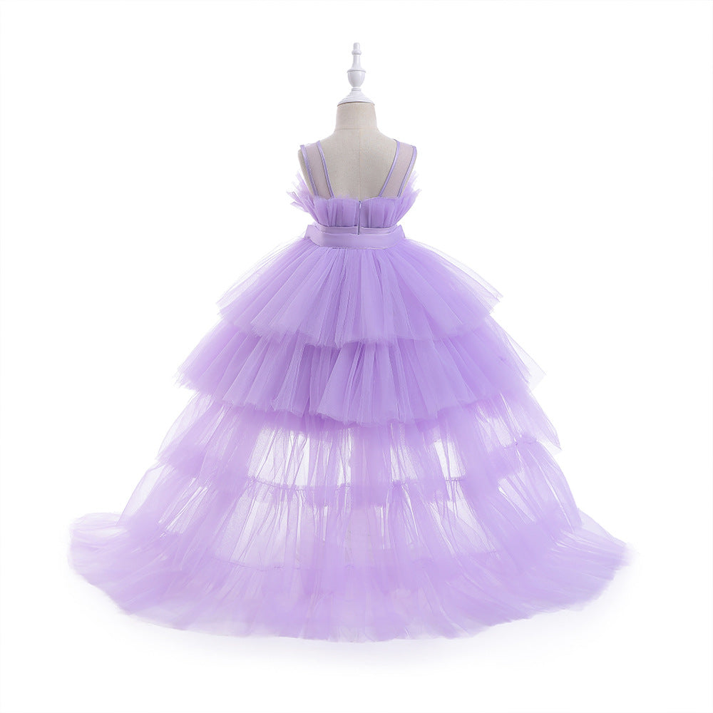 Kid's Party Formal Evening Dresses Elegant Party Dresses For Girls Dresses With Trailing Detachable Princess Dress