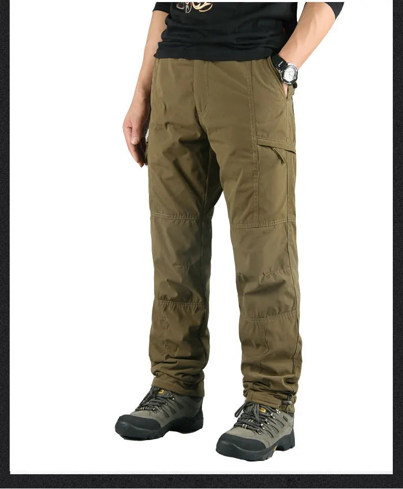 Tactical Fleece Pants Men Winter Outdoor Work Cargo Trousers Thicken Warm Baggy Long Trousers Male Multi-pocket Tactical Pants