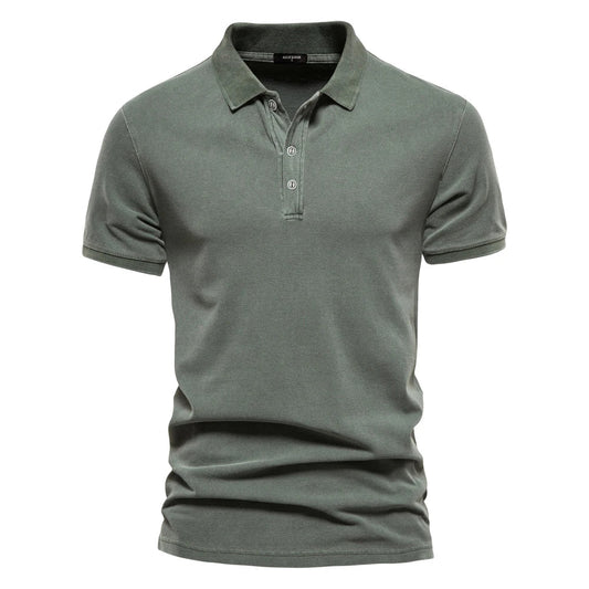 100% Cotton Solid Color Men's Polo Shirts Casual Short Sleeve Turndown Men's Shirts Fashion Streetwear Polos for Men