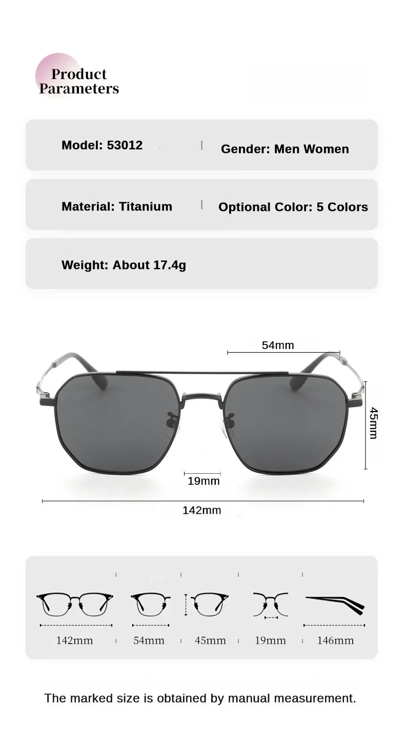 Top Quality Pure Titanium Pilot Polarized Sunglasses Men Outdoor Driving Night Vision Shades Anti-Glare Fishing UV400
