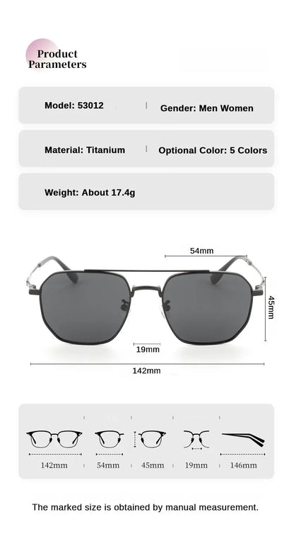 Top Quality Pure Titanium Pilot Polarized Sunglasses Men Outdoor Driving Night Vision Shades Anti-Glare Fishing UV400