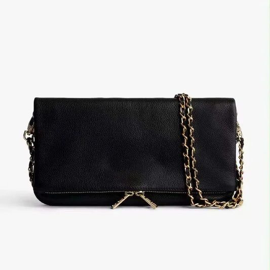 Luxury Design Bag for Women Fashionable Black Leather Ladies Crossbody Bag 2026 New Style Retro Single Shoulder Envelope Bag