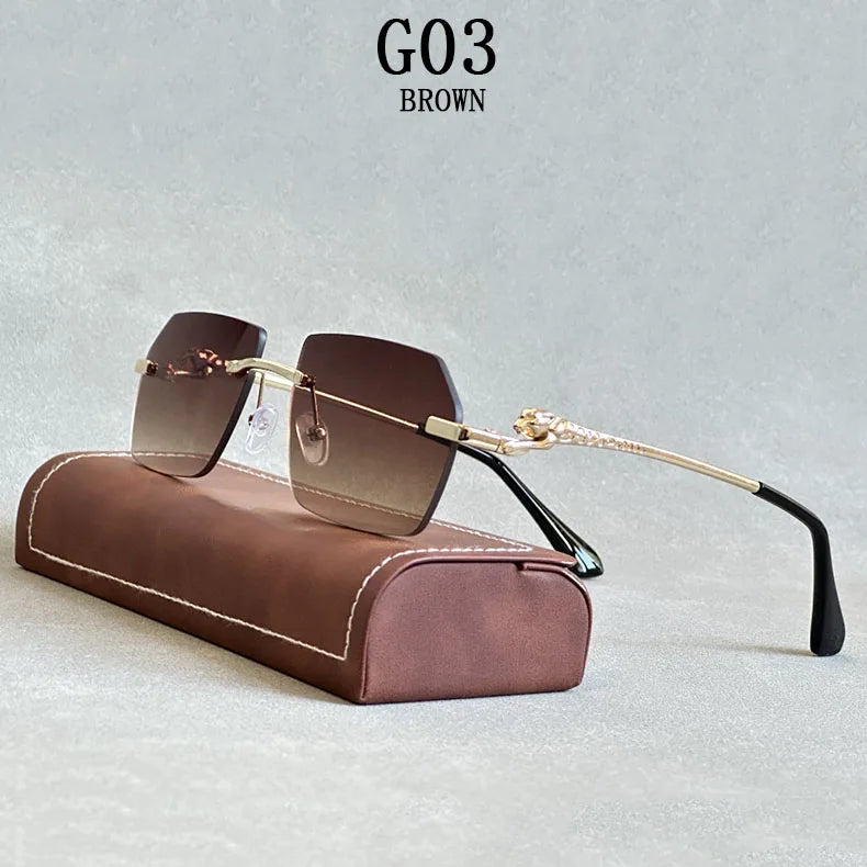 Rimless Sunglasses Women 2024 Luxe Vintage Designer Sunglasses For Men Retro Fashion Glasses De Sol Mujer Lunette Soleil Femme