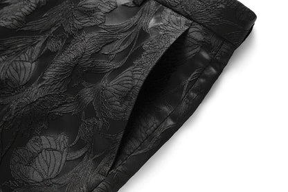 Fashion Men Luxury Jacquard Suit Pants White / Black / Pink Trend Male Groom Wedding Prom Party Dress Trousers