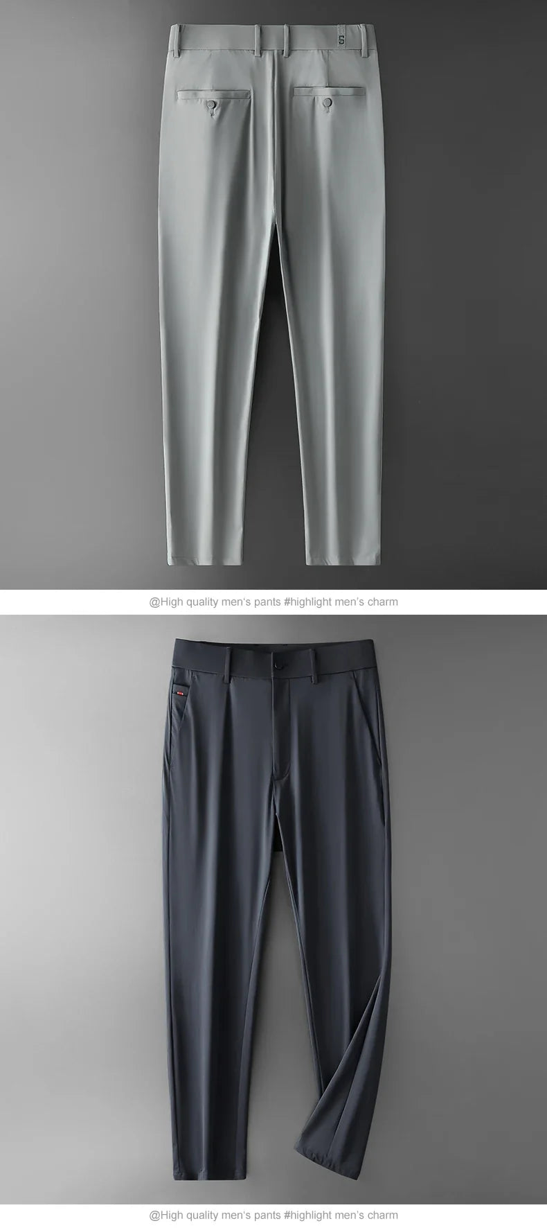 New Ice Silk Casual Pants Men Spring and Summer Mid Straight Thin Breath Pants Comfortable Light Elastic Loose Trousers
