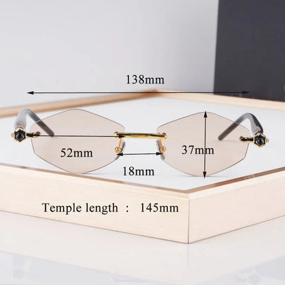 P60 Polygon Luxury Rimless Sunglasses for Men Women Acetate High Quality Germany Brand Fashion Design Gift UV400 Outdoor Eyeware