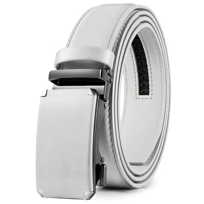 Mens Leather Belt Metal Automatic Genuine Leather Belts Leisure Fashion Ratchet Belts for Men Pants Fashion Genuine Leather Belt