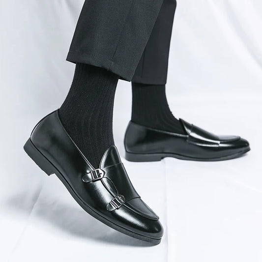 Man Leather Shoes Formal Monk Man Business Office Male Casual Dress Derby Shoes Buckle Wedding Party Luxury Botas Para Hombre