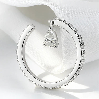 0.5CT Pear Cut All Moissanite Ring for Women Girlfriend Gifts Luxury Jewelry Lab Diamond Wedding Band 925 Sterling Silver