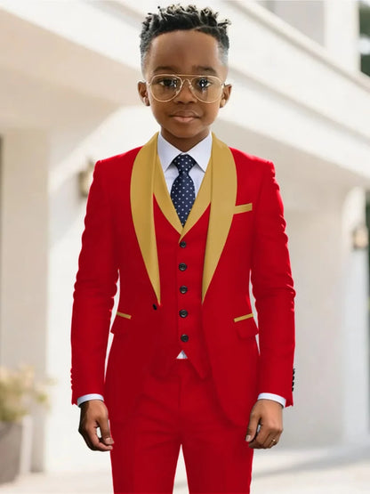 New Kids Suit Set 3 Pieces Wedding Ring Bearer Outfit Boys Handsome Shawl Lapel Tuxedo For Piano Peformance 2-20T