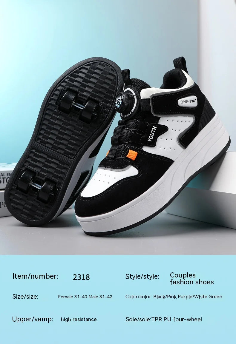 Students Children's Shoes Four Wheel Light Shoes Boys Invisible Roller Shoes Large Size Outdoor Sports Walking Shoes Women