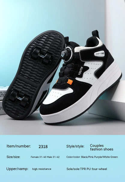 Students Children's Shoes Four Wheel Light Shoes Boys Invisible Roller Shoes Large Size Outdoor Sports Walking Shoes Women