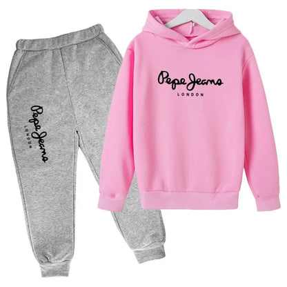 Leisure Letter Print 2pcs Hoodie+Pants Tracksuits 3-13 Years Boys Girls Spring Autumn Outfits Streetwears Children Clothes