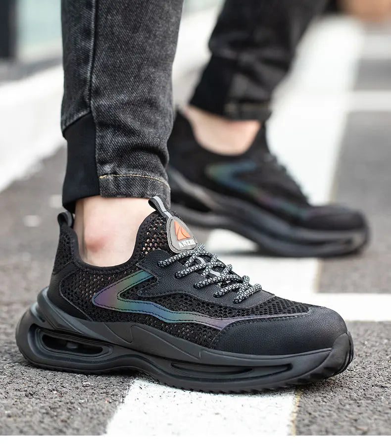 summer breathable work shoes with iron toe anti puncture security shoes work sneakers for men anti-slip Lightweight safety shoes