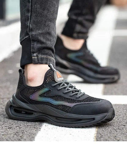 summer breathable work shoes with iron toe anti puncture security shoes work sneakers for men anti-slip Lightweight safety shoes