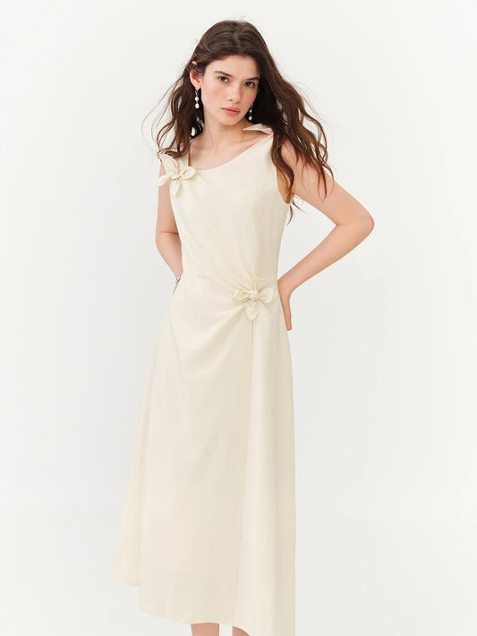 Summer Women's French Style Spaghetti Strap Slip Elegant Dress Waist-Cinching Maxi Coquette Effortless Style