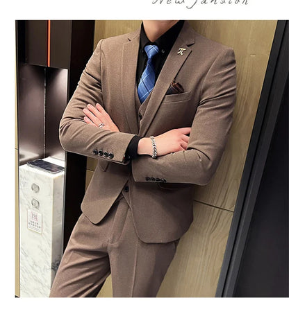 S-5XL Jacket Vest Pants Boutique Solid Color Casual Business Office Slim Mens Suit Groom Wedding Gown Blazer Waist Coat Trousers