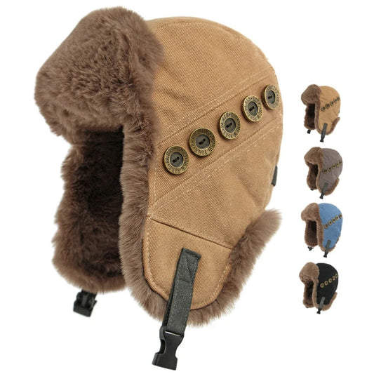 Russian Hat Thick Warm Winter Hat Men Women Windproof Ski Trapper Earflap Cap Faux Rabbit Fur Hat Male Female Bomber Hat