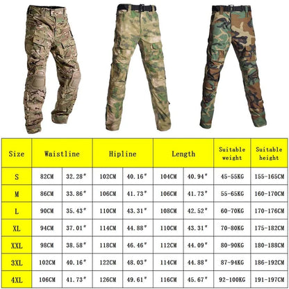 Outdoor Combat Pants +Knee Pads Tactical Cargo Pants Men Trousers Hunting Pants Camping Camo Multicam Workwear Trekking Clothes