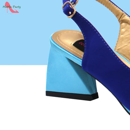 2024 New Arrivals Fashion Italian Design African Shoes and Bag to Match Comfortable Square Heels for Party in Fuchsia Color