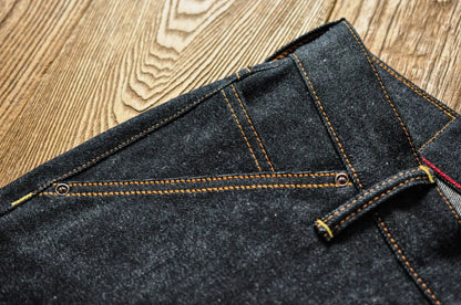 Mens Jeans Boxing Selvedge Denim Jeans Color Cotton Jeans for Men Silver Buttons Taper Fit  12.5 Oz