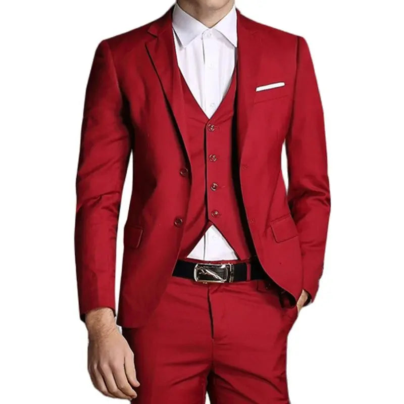 Blazers Pants Vest New Fashion Men Business Casual Suits / Male Solid Color Three Piece Sets Jacket Coat Trousers Waistcoat