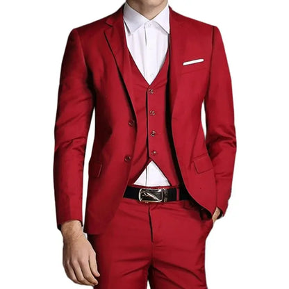 Blazers Pants Vest New Fashion Men Business Casual Suits / Male Solid Color Three Piece Sets Jacket Coat Trousers Waistcoat