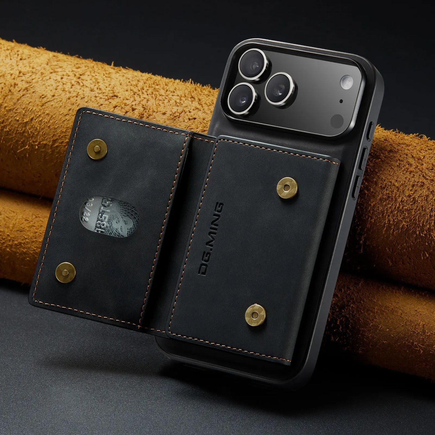 Luxury Leather Phone Case for IPhone 17 Pro Max Air16E 16 14 15 Plus 13 12 11 Pro Max Magnetic Detachable Card Stand Wallet
