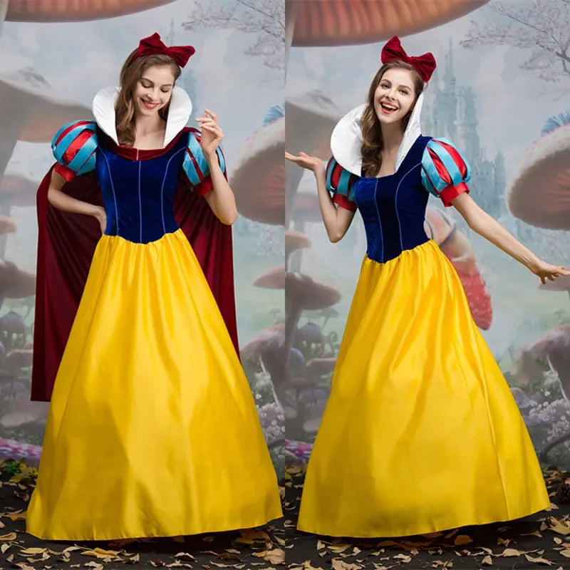 Adult Cosplay Dress Snow White Girl Princess Dress Women Adult Cartoon Princess Snow White Halloween Party Costume