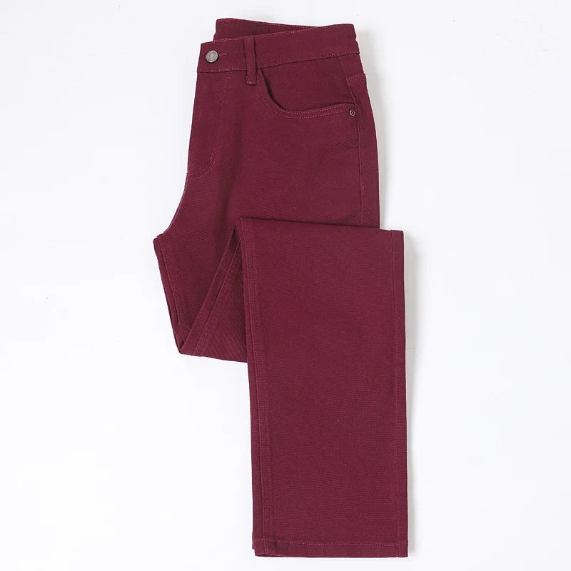 Cotton White Jeans Men's Elastic Soft Comfortable Business Casual Trousers Fashion Korean Fit Straight Spring Autumn Denim Pants