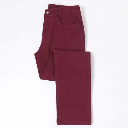 Cotton White Jeans Men's Elastic Soft Comfortable Business Casual Trousers Fashion Korean Fit Straight Spring Autumn Denim Pants
