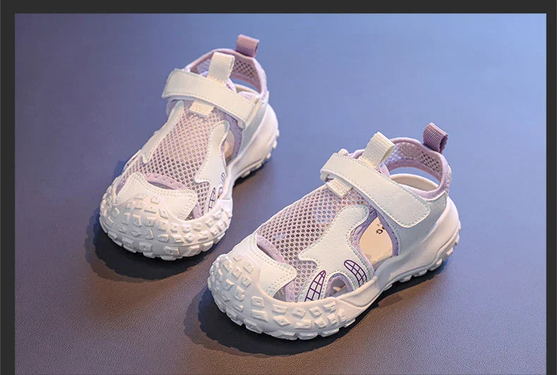 Children's sports sandals 2025new style summer girls' single mesh casual shoes anti-slip boys' closed-toe soft-soled beach shoes