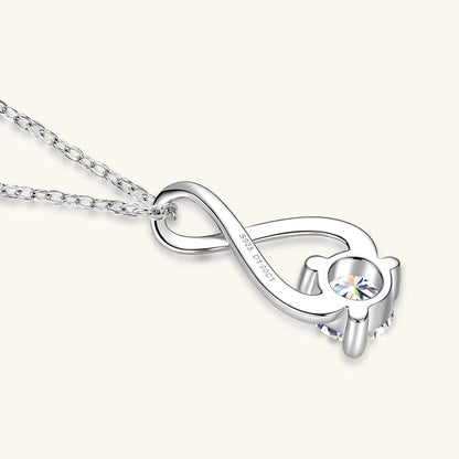 Collier Argent 925 Sterling Silver Pendant Necklace Certified 6.5mm Round Cut Moissanite Infinity Necklace for Women