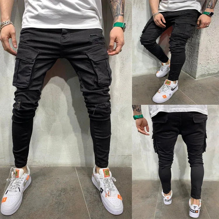 New 2025 high-quality Fashion Casual Cotton Business Black Denim Pants Male Trousers Men's Stretch Regular Fit Jeans S-XXXL