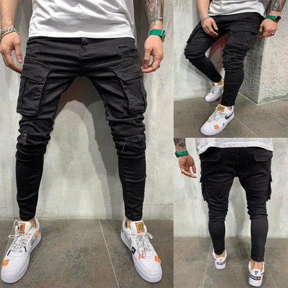 New 2025 high-quality Fashion Casual Cotton Business Black Denim Pants Male Trousers Men's Stretch Regular Fit Jeans S-XXXL