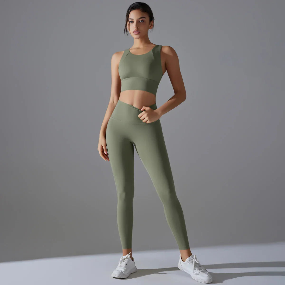 Yoga Set Women's tracksuit Women Fitness Crop Top Shockproof Sports Bras Yoga Gym Running Pants Sportswear Running Fitness Yoga