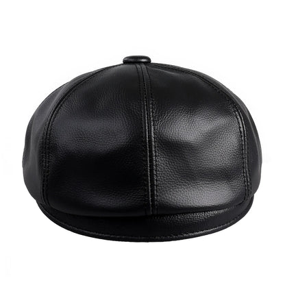 Men's Newsboy Flat Cap 100% Genuine Cowhide Leather Gatsby Ivy Golf Cabbie Driving Hat 8 Panels Classic Design