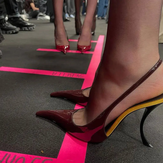 European American Women High Heeled Shoes Woman's Strange Heels Stiletto Summer Sandals Sexy Ladies Shallow Wedding Dance Pumps